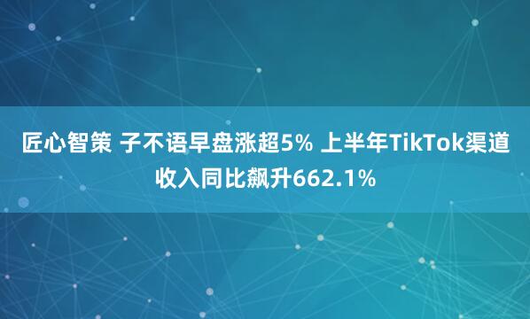 匠心智策 子不语早盘涨超5% 上半年TikTok渠道收入同比飙升662.1%